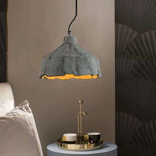 Industrial-Style Barn/Domed Ceiling Pendant Lamp In Grey 6’/12’ Wide - Cement Hanging Light