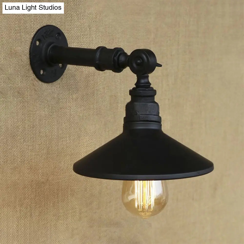 Industrial Style Black And Aged Silver Cone Wall Lamp Adjustable Sconce Light For Dining Room With