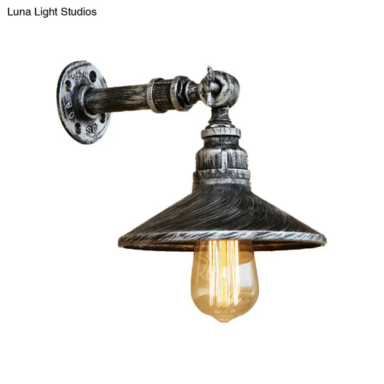 Industrial Style Black And Aged Silver Cone Wall Lamp Adjustable Sconce Light For Dining Room With