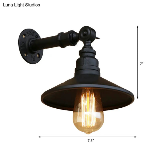 Industrial Style Black And Aged Silver Cone Wall Lamp Adjustable Sconce Light For Dining Room With