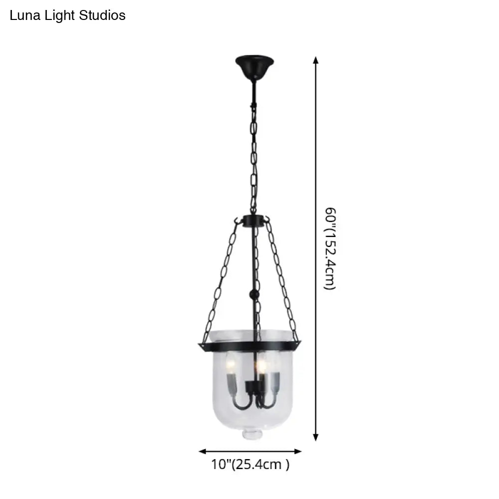 Industrial Style Black Bucket Chandelier Pendant For Dining Room Lighting