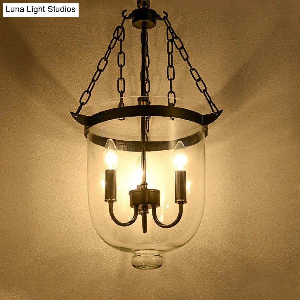 Industrial Style Black Bucket Chandelier Pendant For Dining Room Lighting