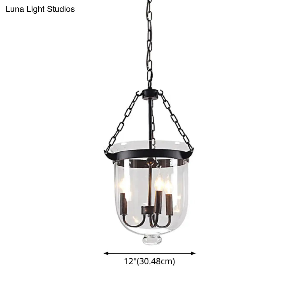 Industrial Style Black Bucket Chandelier Pendant For Dining Room Lighting