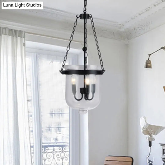 Industrial Style Black Bucket Chandelier Pendant For Dining Room Lighting