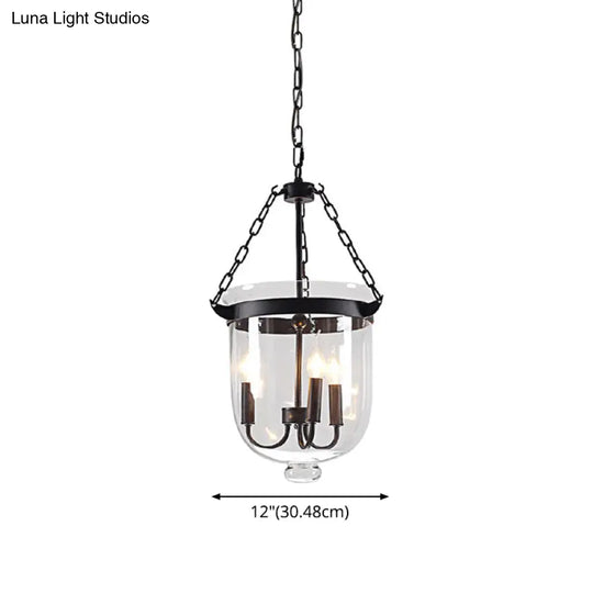 Industrial Style Black Bucket Chandelier Pendant For Dining Room Lighting