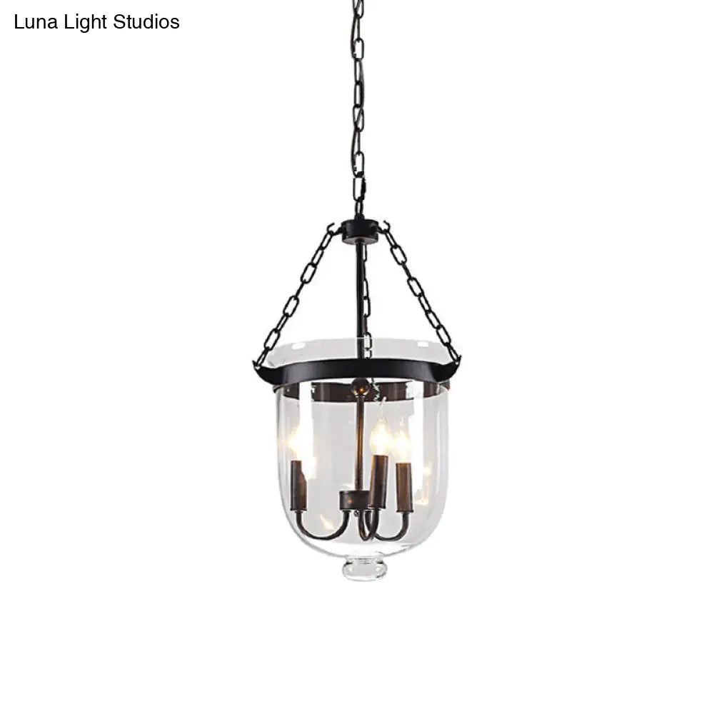 Industrial Black Bucket Chandelier: Sleek Glass Pendant Light For Dining Room / 12