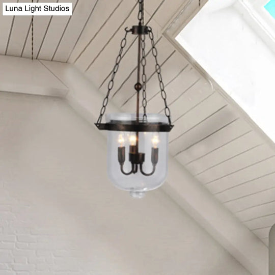 Industrial Style Black Bucket Chandelier Pendant For Dining Room Lighting