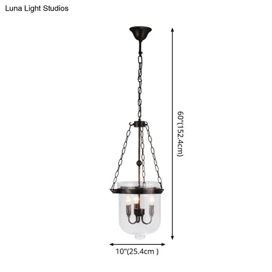 Industrial Style Black Bucket Chandelier Pendant For Dining Room Lighting