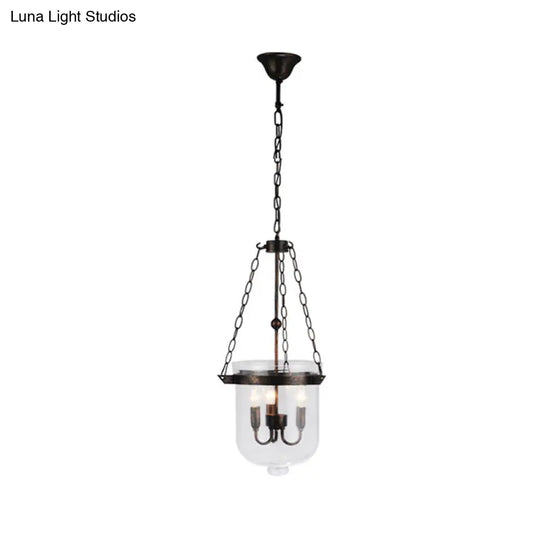 Industrial Black Bucket Chandelier: Sleek Glass Pendant Light For Dining Room Rust / 10