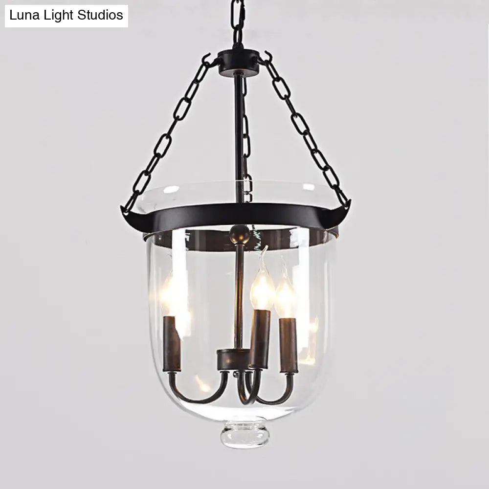 Industrial Style Black Bucket Chandelier Pendant For Dining Room Lighting