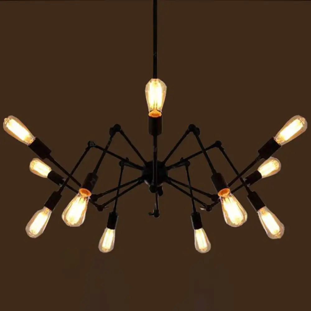 Industrial Style Black Chandelier With Multi-Light Pendant For Living Room 12 /