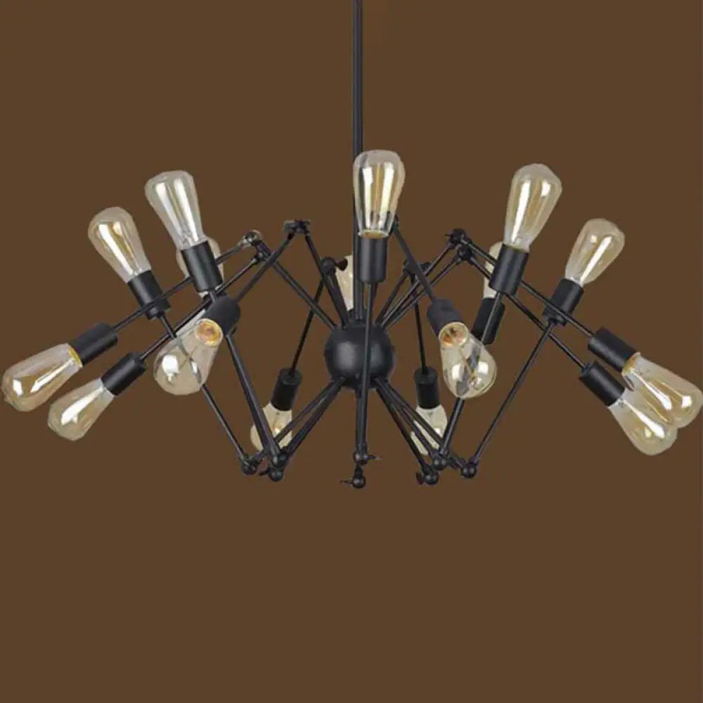 Industrial Style Black Chandelier With Multi-Light Pendant For Living Room 16 /