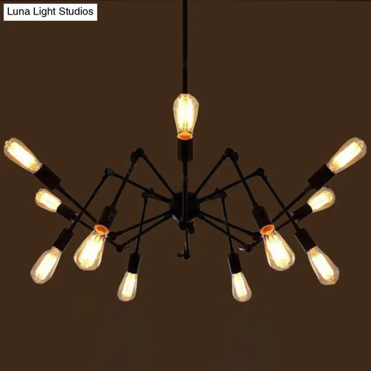 Retro Industrial Black Chandelier Wrought Iron Multi-Light Pendant For Living Room 12 /