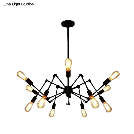 Industrial Style Black Chandelier With Multi-Light Pendant For Living Room