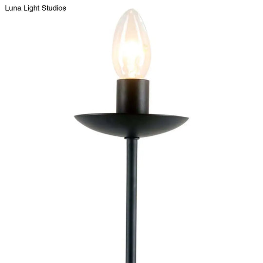 Industrial Style Black Finish Wall Sconce Light Candle Design Metal Mount 1 Bulb