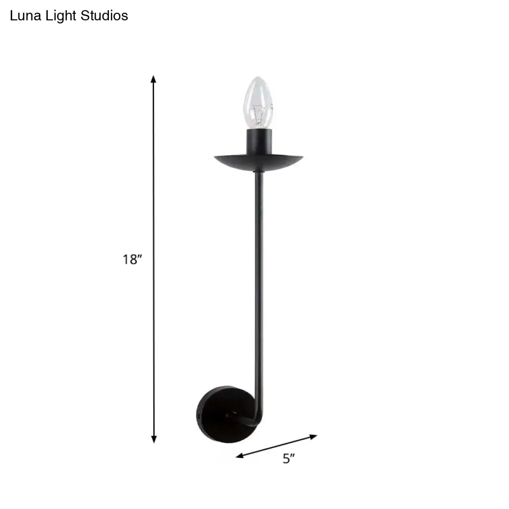 Industrial Style Black Finish Wall Sconce Light Candle Design Metal Mount 1 Bulb