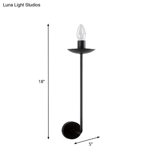 Industrial Style Black Finish Wall Sconce Light Candle Design Metal Mount 1 Bulb