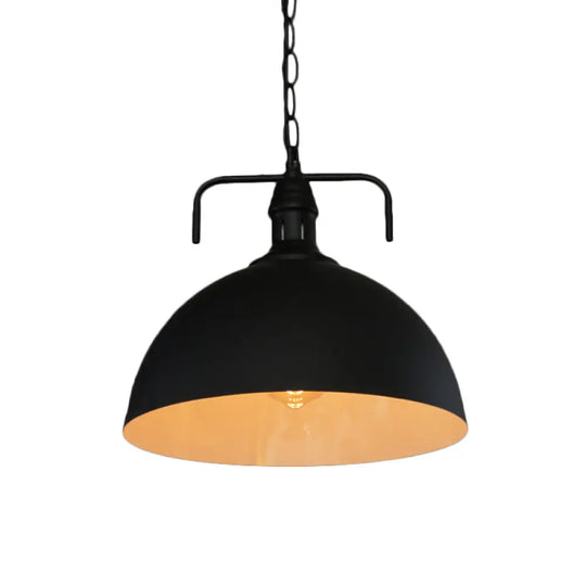 Industrial-Style Black Iron Pendant Lamp For Restaurants: 1-Light Bowl/Cage/Barn Design / D