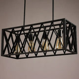 Industrial Style Black Ironwork Pendant Light For Bar - Rectangular Island Design 4 /