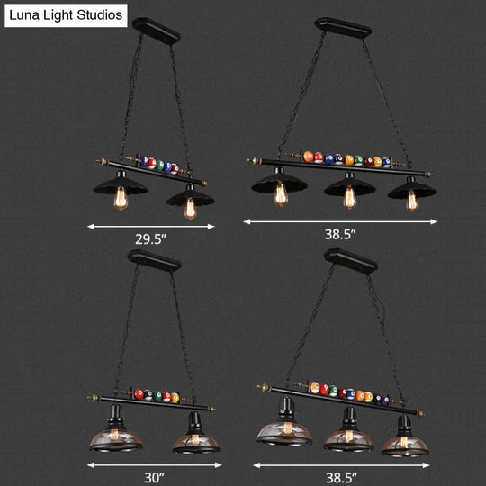 Industrial Style Black Metal Billiard Light Pendant For Restaurant Island