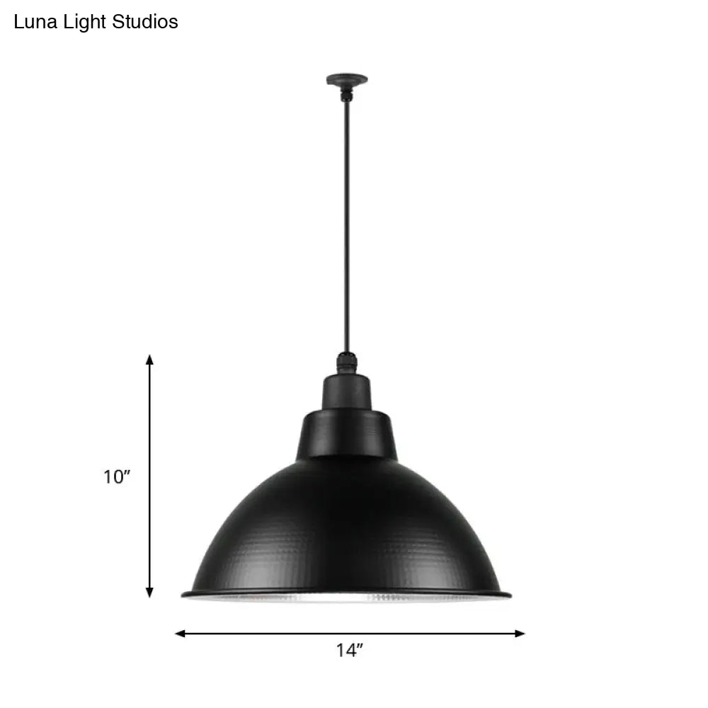 Industrial Style Black Metal Pendant Lighting 1 Head Bowl Suspension Light 12/14/15 Width