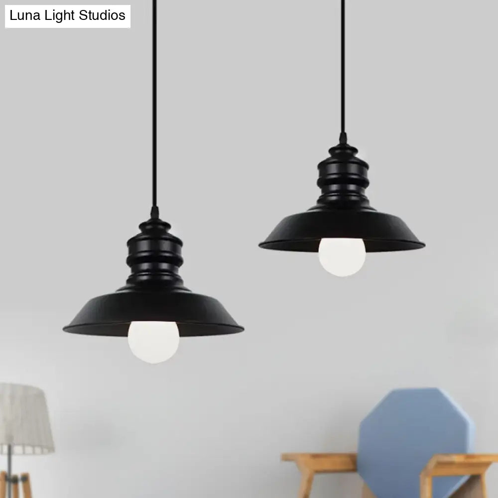 Industrial Style Pendant Light Black Metal Barn Lampshade Hanging Fixture For Balcony - 1