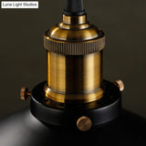 Industrial Style Black Vintage Hanging Light Fixture With Metal Saucer Shade And Brass Lamp Socket -