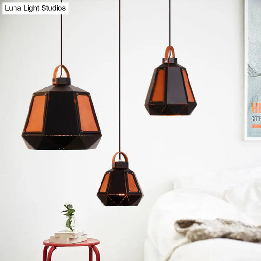 Industrial Style Metal Mesh Pendant Light With Black/White Shade - 1 8/10/14 Diameter