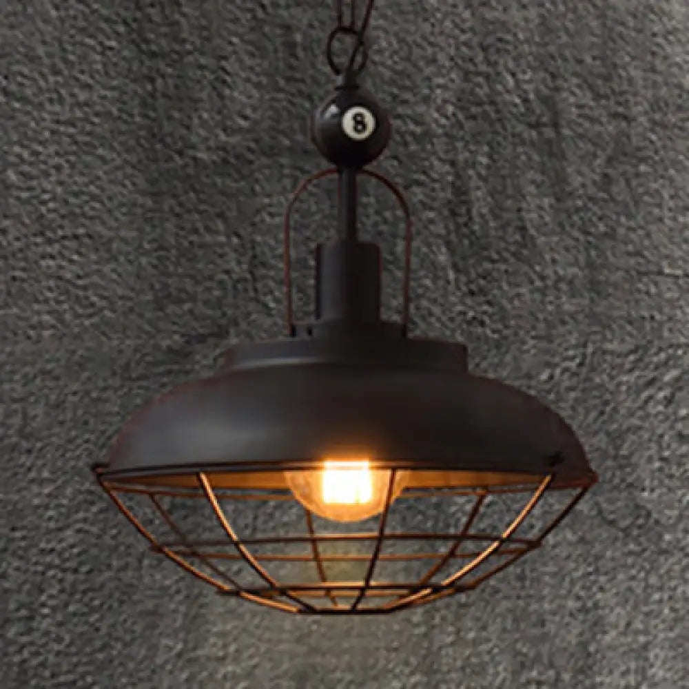 Industrial-Style Black Wire Cage Pendant Lamp - Perfect For Restaurants