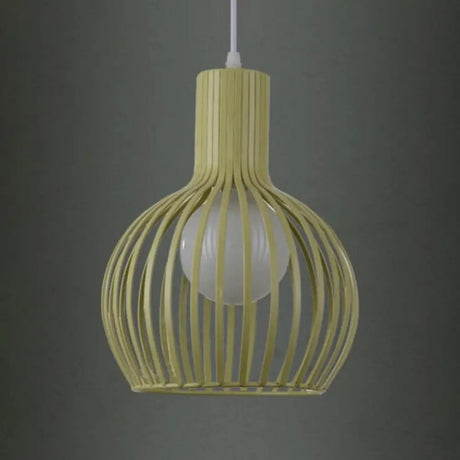 Industrial Style Metal Hanging Lamp For Dining Room - Dome Caged Ceiling Light In White/Beige 1 Bulb