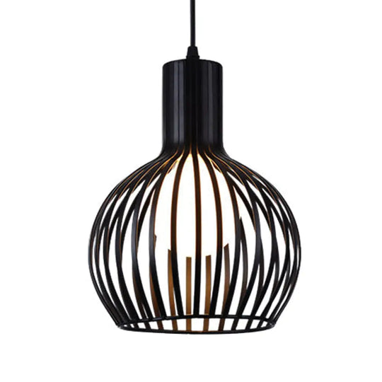 Industrial Style Ceiling Lamp - Metal Dome Cage In White/Beige 1 Bulb 8.5’/11’/15’ Wide Black / 11’