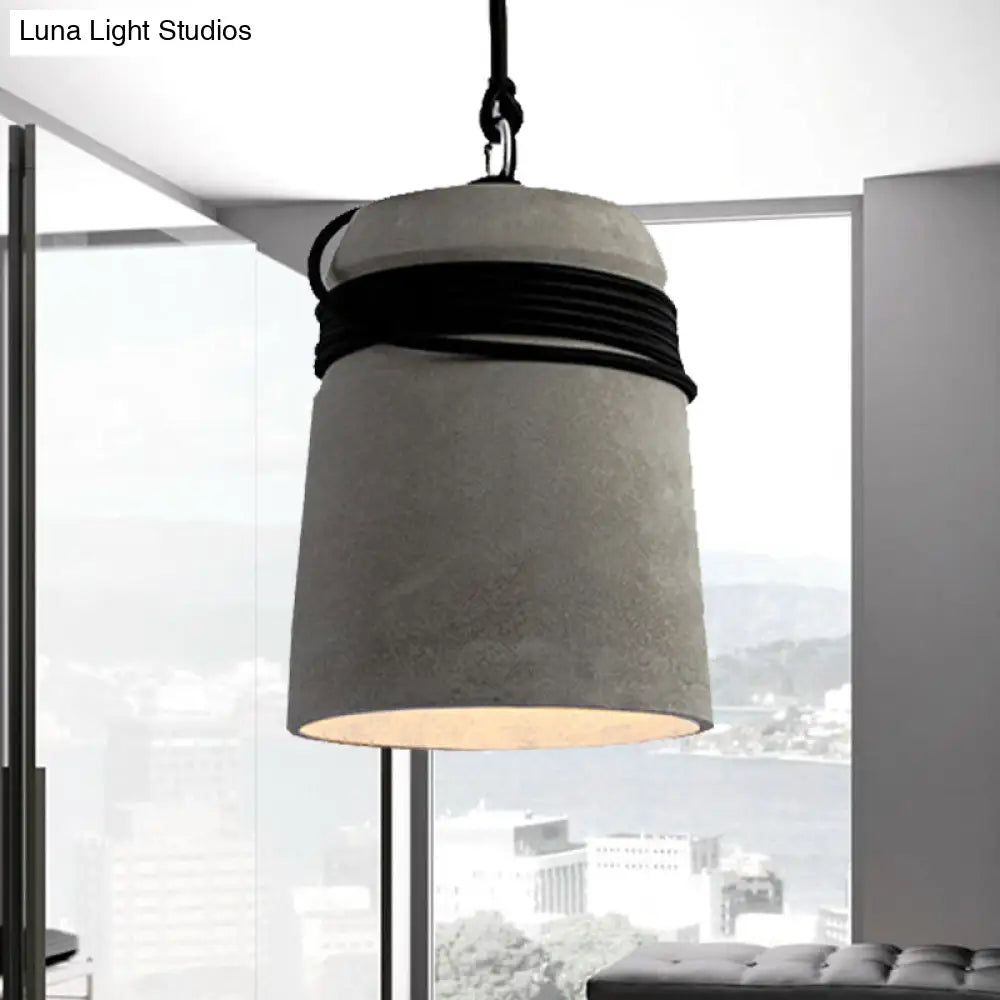 Industrial Style Cement Black/Gray/Beige Finish Pendant Light With Rope Lighting