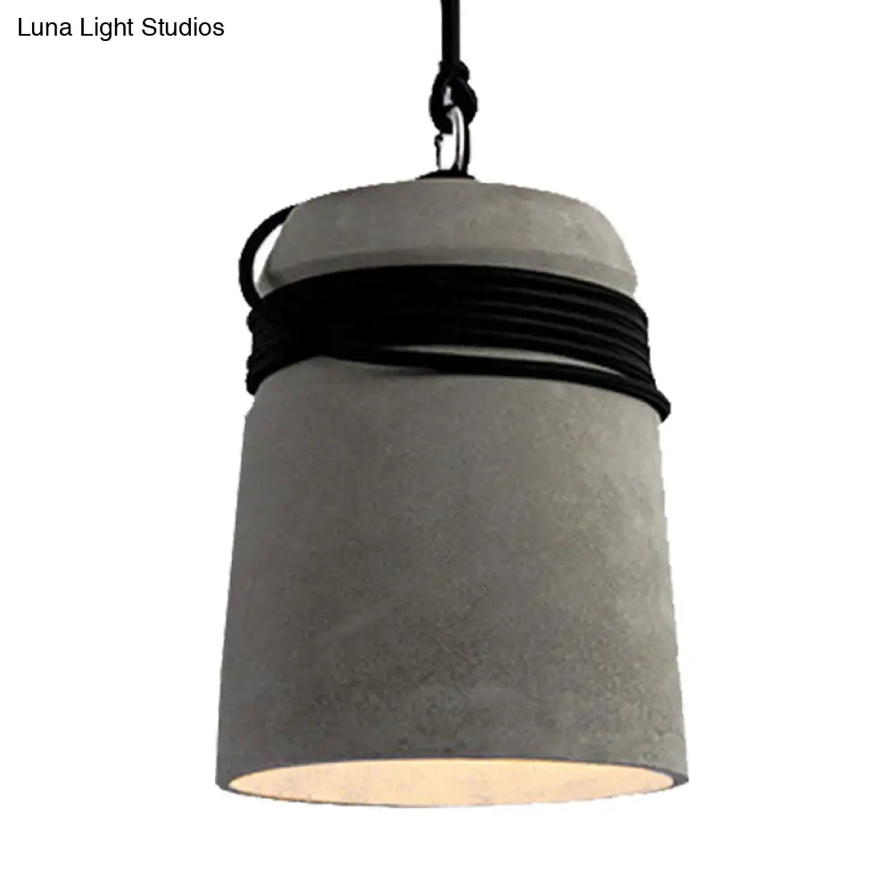 Industrial Style Cement Black/Gray/Beige Finish Pendant Light With Rope Lighting