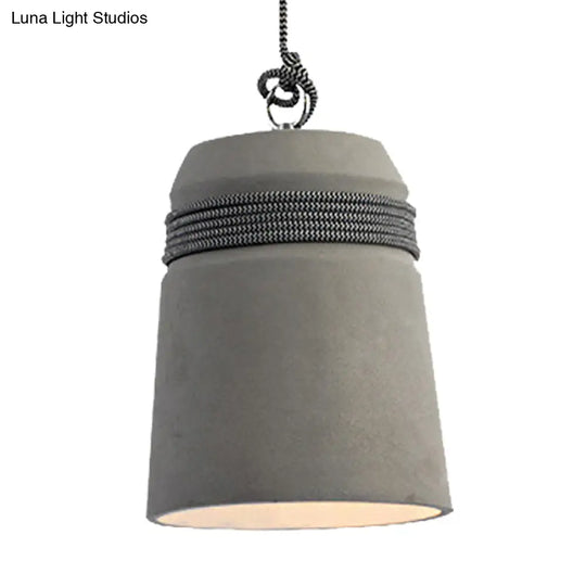 Industrial Style Cement Black/Gray/Beige Finish Pendant Light With Rope Lighting