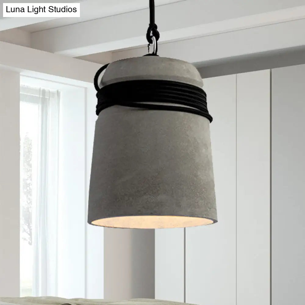 Industrial Style Cement Black/Gray/Beige Finish Pendant Light With Rope Lighting