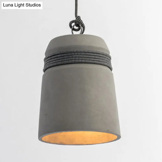 Industrial Style Cement Black/Gray/Beige Finish Pendant Light With Rope Lighting