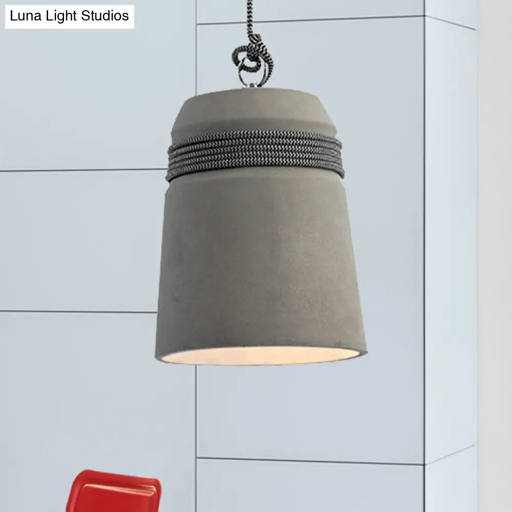 Industrial Style Cement Black/Gray/Beige Finish Pendant Light With Rope Lighting