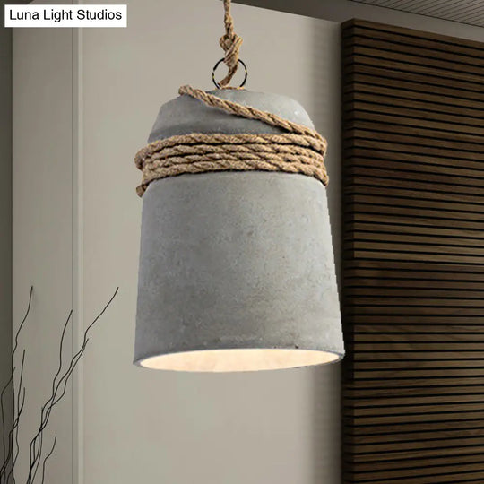 Industrial Style Cement Black/Gray/Beige Finish Pendant Light With Rope Lighting