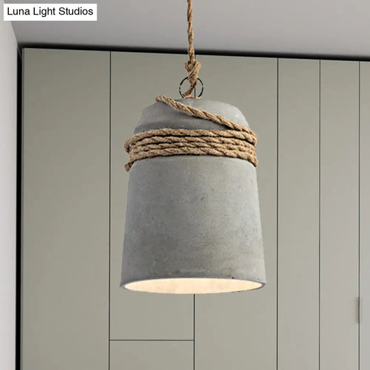 Industrial Style Cement Black/Gray/Beige Finish Pendant Light With Rope Lighting