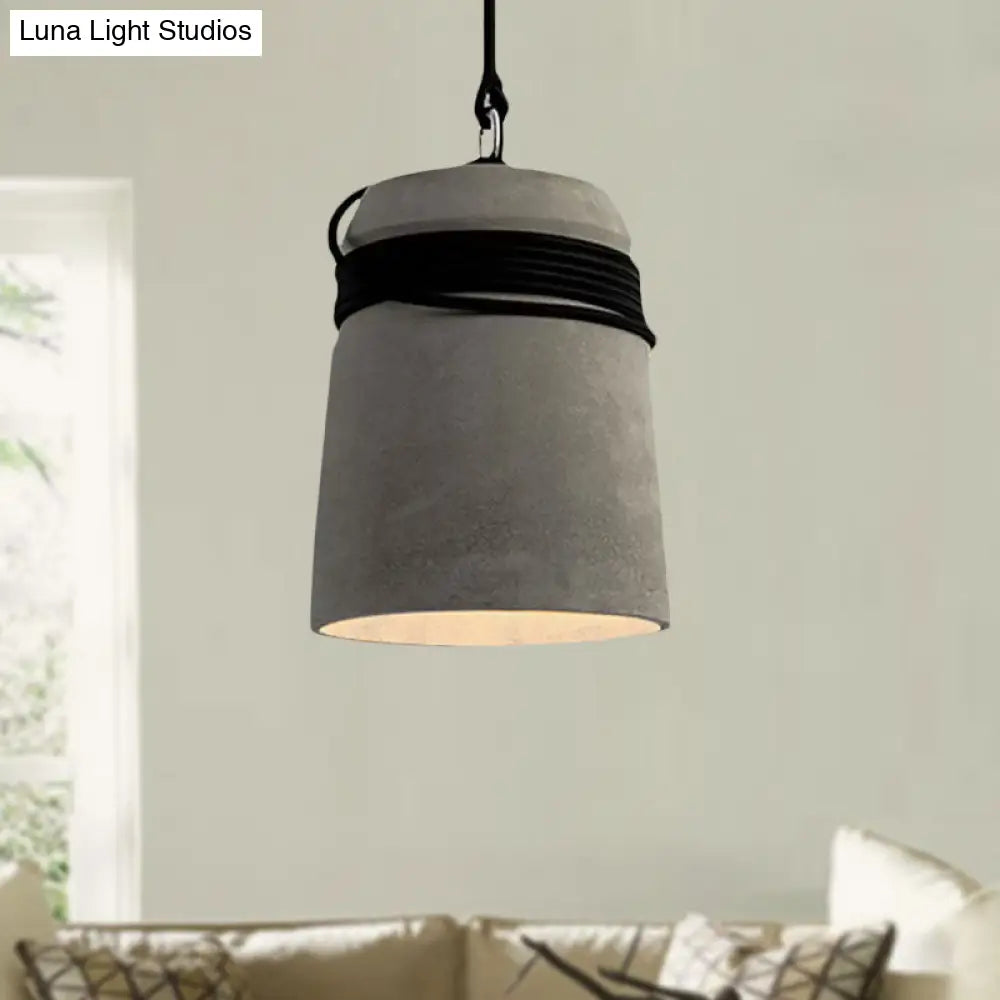 Industrial Style Cement Black/Gray/Beige Finish Pendant Light With Rope Lighting