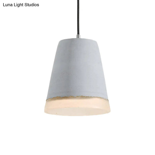 Industrial-Style Cement Grey Hanging Pendant Ceiling Lamp - Cone/Bowl/Dome Design 1-Light Resin