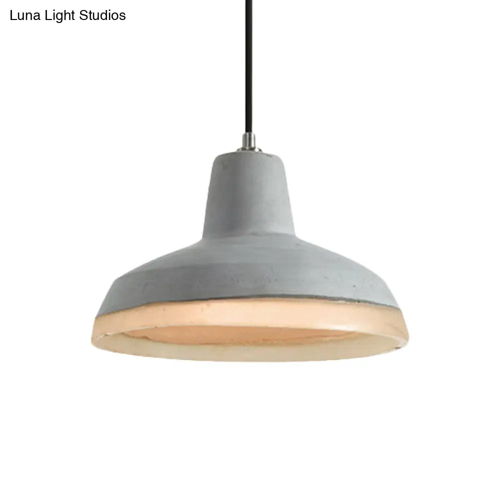 Industrial-Style Cement Grey Hanging Pendant Ceiling Lamp - Cone/Bowl/Dome Design 1-Light Resin