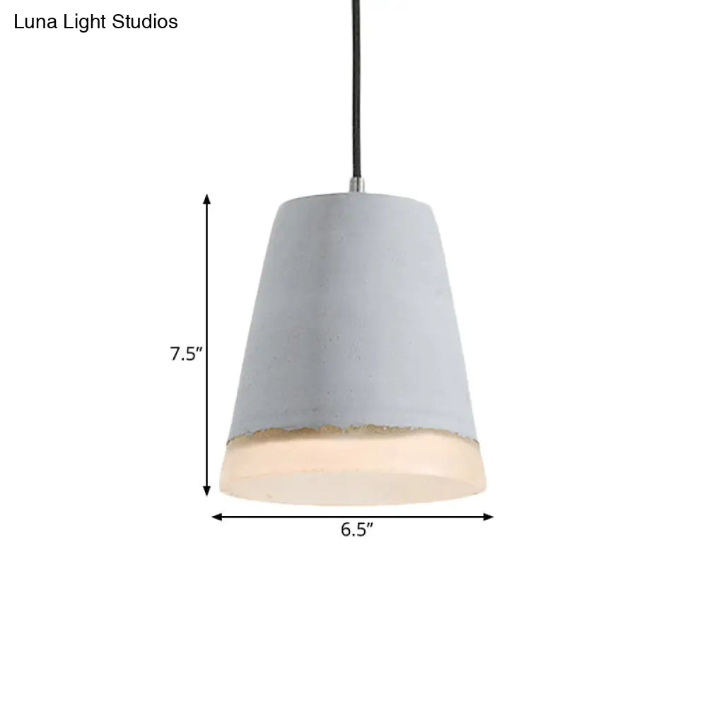 Industrial-Style Resin Pendant Ceiling Lamp - Cement Grey Hanging Lighting Cone/Bowl/Dome 1-Light