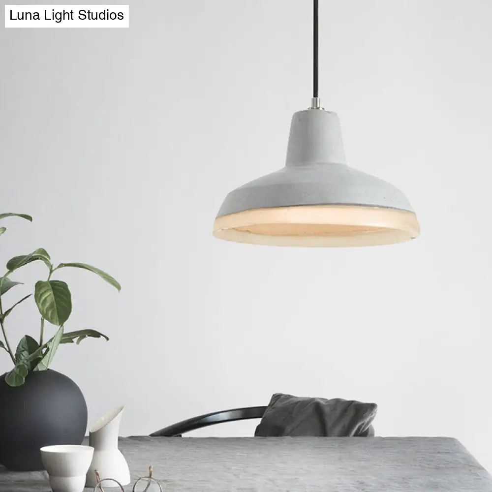 Industrial-Style Resin Pendant Ceiling Lamp - Cement Grey Hanging Lighting Cone/Bowl/Dome 1-Light /