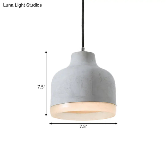 Industrial-Style Cement Grey Hanging Pendant Ceiling Lamp - Cone/Bowl/Dome Design 1-Light Resin