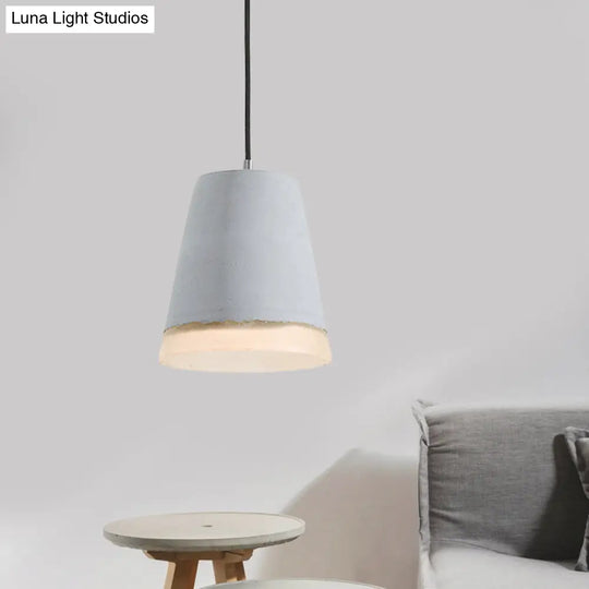 Industrial-Style Resin Pendant Ceiling Lamp - Cement Grey Hanging Lighting Cone/Bowl/Dome 1-Light