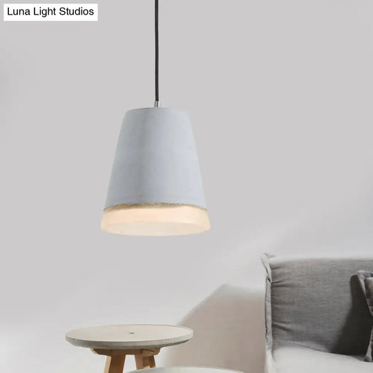 Industrial-Style Cement Grey Hanging Pendant Ceiling Lamp - Cone/Bowl/Dome Design 1-Light Resin