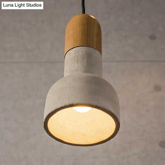 Industrial Style Gray/Green/Red Cement Barn Pendant Light With Hanging Cord - 1 Bulb Ceiling Fixture