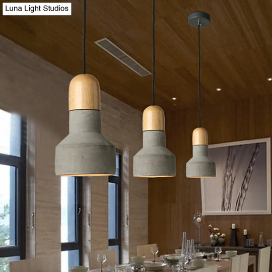 Industrial Style Cement Pendant Light - Barn Bulb Gray/Green/Red Hanging Cord