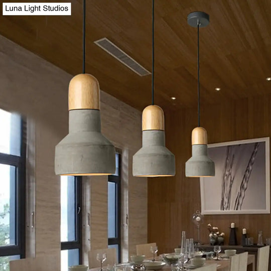 Industrial Style Gray/Green/Red Cement Barn Pendant Light With Hanging Cord - 1 Bulb Ceiling Fixture